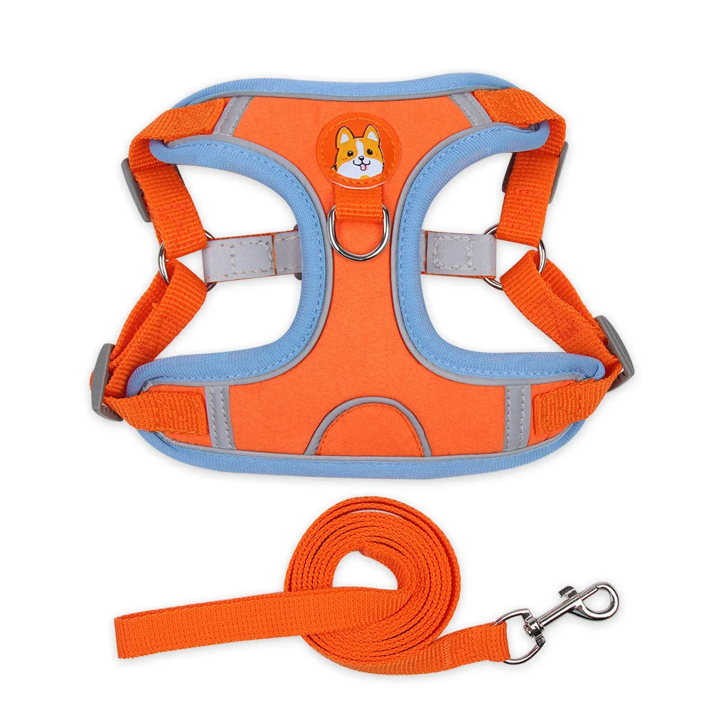 Adjustable Reflective Pet Harness Leash for Dogs and Cats, Suitable for Walking and Running