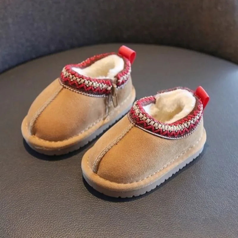 Children's Winter Snow Boots Warm Cotton Shoes for Toddler Little Kids Boys Girls Fleece Lined Thickened Ethnic Trendy Footwear