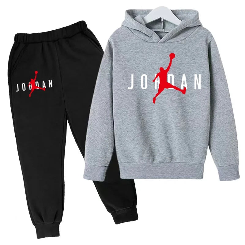 Kids Clothes Hoodie Basketball Letters Pullover Boy Girl 3-12Years Blue Sweatshirt+Black Pants Charming Leisure Brand Sports Set