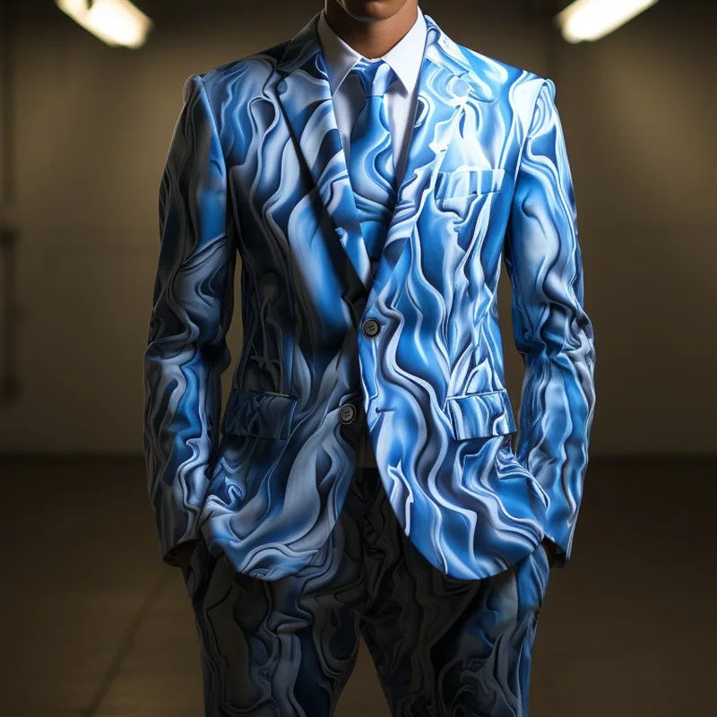 Digital Printed Patterned Suit Two-piece Suit 2025 New Fashion Men's Nightclub Bar Party Stage Cool Performance Suit Set