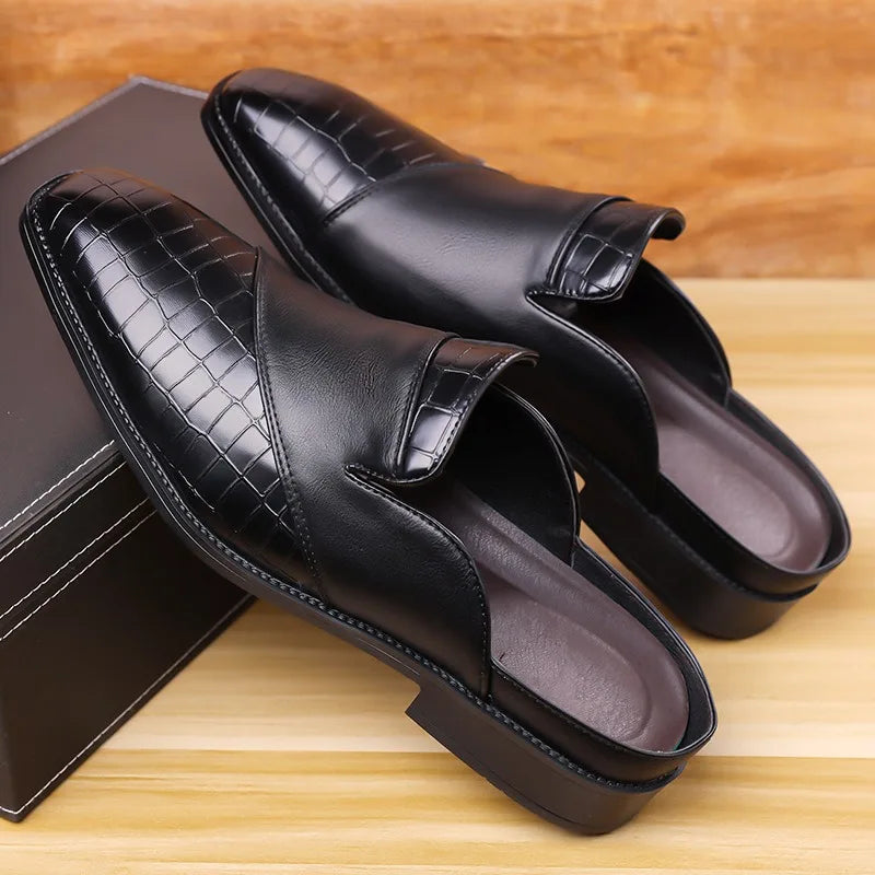 dress loafers half shoes for man slippers luxury designer mules shoes man casual business fashion sliders tongs hommes chinelo m