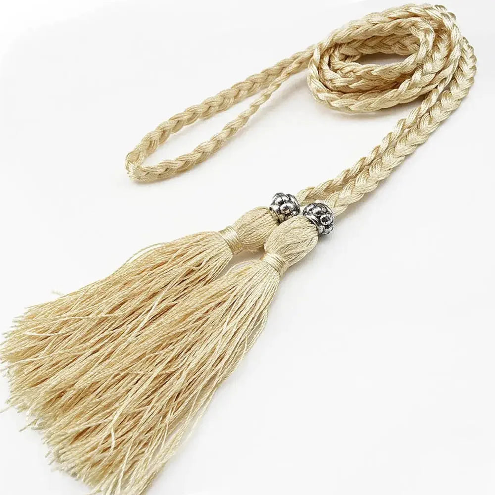 Thin Women Waistband Tassle Bow Dress Tassles Belts Braided Belts Waist Chain Waist Rope
