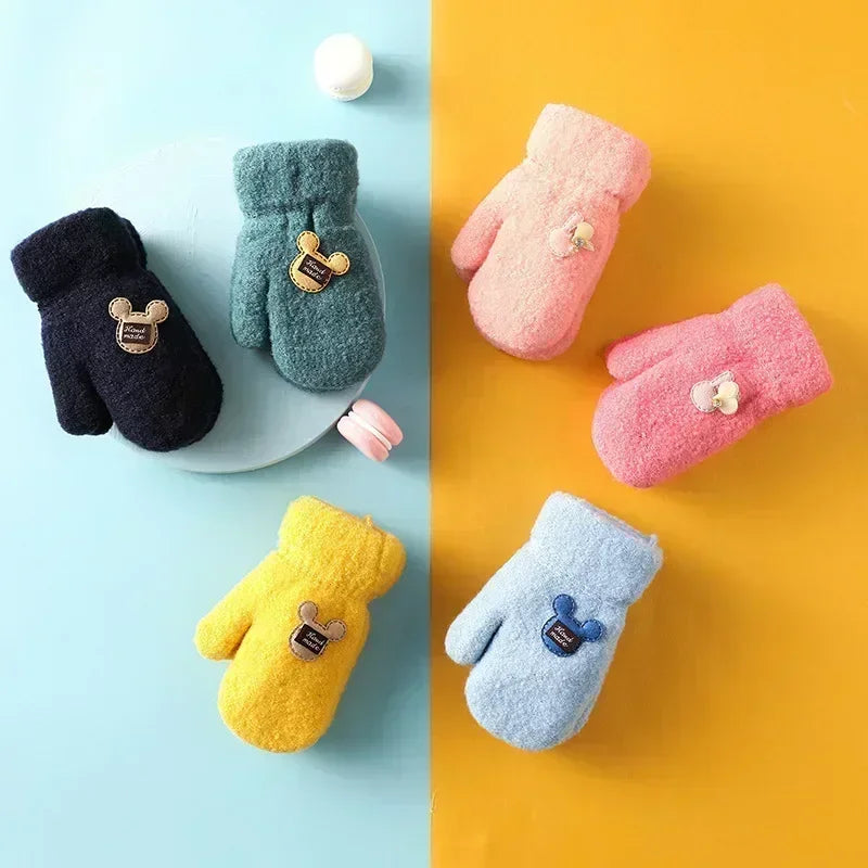 New 1-6 Years Old Baby Mittens Newborn Children Kids Winter Gloves Mohair Plush Thick Boys Girls Gloves Kids Accessories
