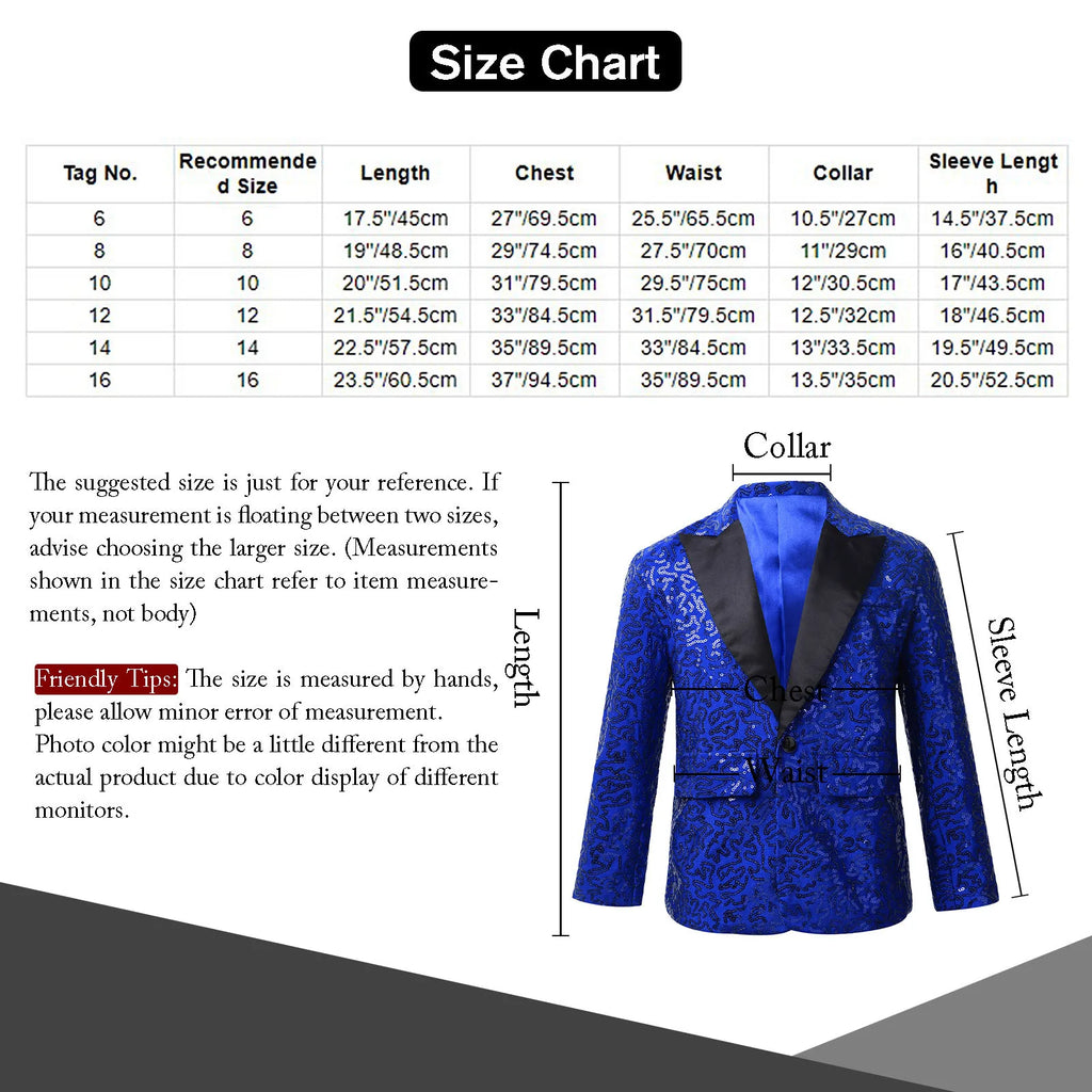 Kids Boys Shiny Sequins Lapel Jacket Coat Blazer Tuxedo Costume Modern Jazz Latin Dance Costume Party Performance Tuxedo Suit