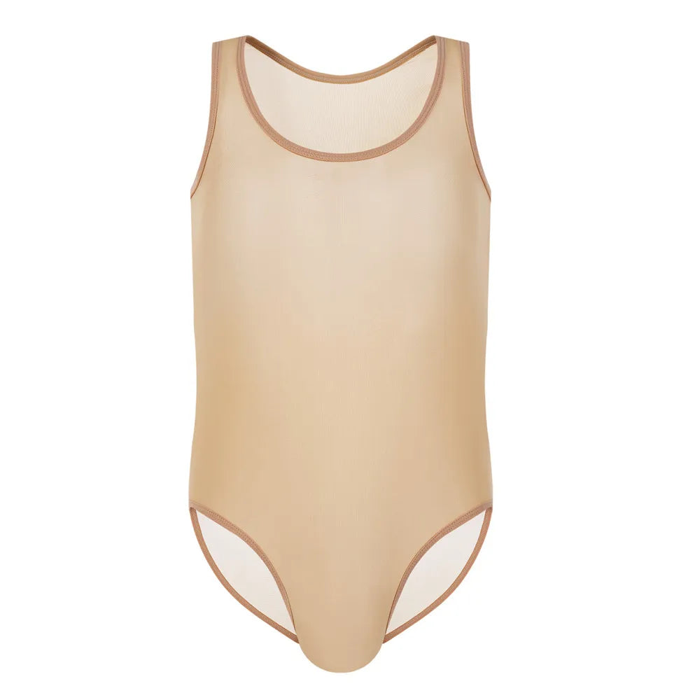 Sexy Mesh Sheer Onesies for Adults - Men Lounge Sleepwear Sissy Rompers Men Jumpsuit Sexy Sleeveless One-piece Pajamas Underwear