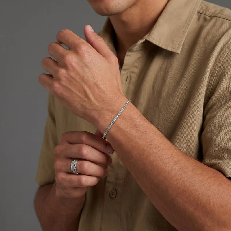 Jewelry Gift for Him Vnox Unisex Rope Chain Bracelets for Men Women Stainless Steel Twisted Links Chain Bracelet Simple Classic