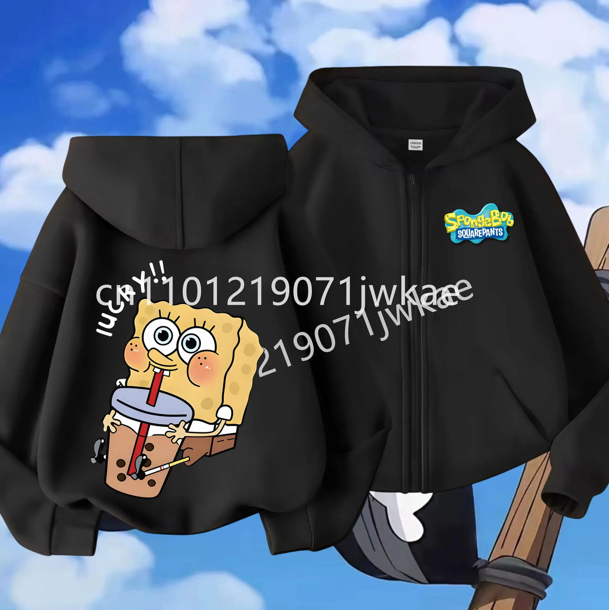 Hoodies Coat SpongeBob SquarePants Children Gifts Zipper Style Girls Boys Age 3-12 Kids Fashion Black Pink Fashion Sweatshirt