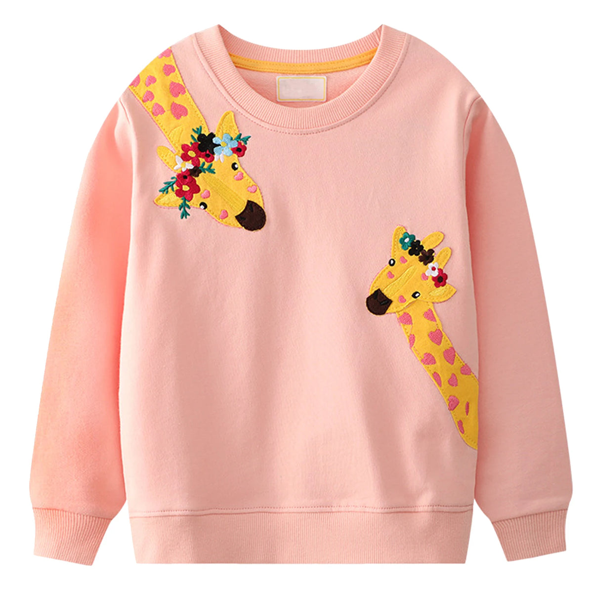 Girls Sweatershirt,Crew Neck Embroidered,Long Sleeve Pullover Toddler Kids Coat,Cotton Shirts,Floral Casual Children's Tops