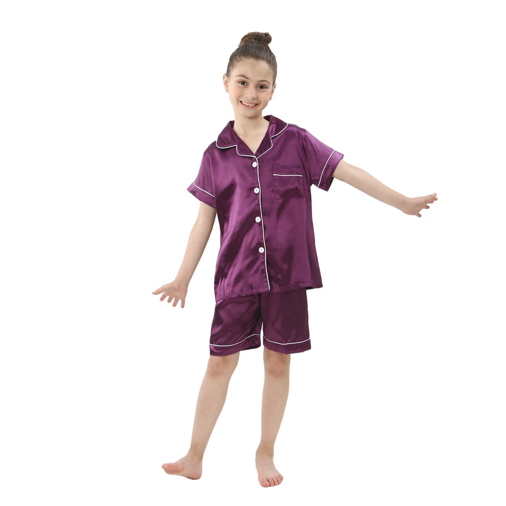 Christmas Pajamas for Boys Girls Red Green Gold Pijamas 2-13 Years Kids Sleepwear Children Satin Pyajams Toddler Silky Nightwear