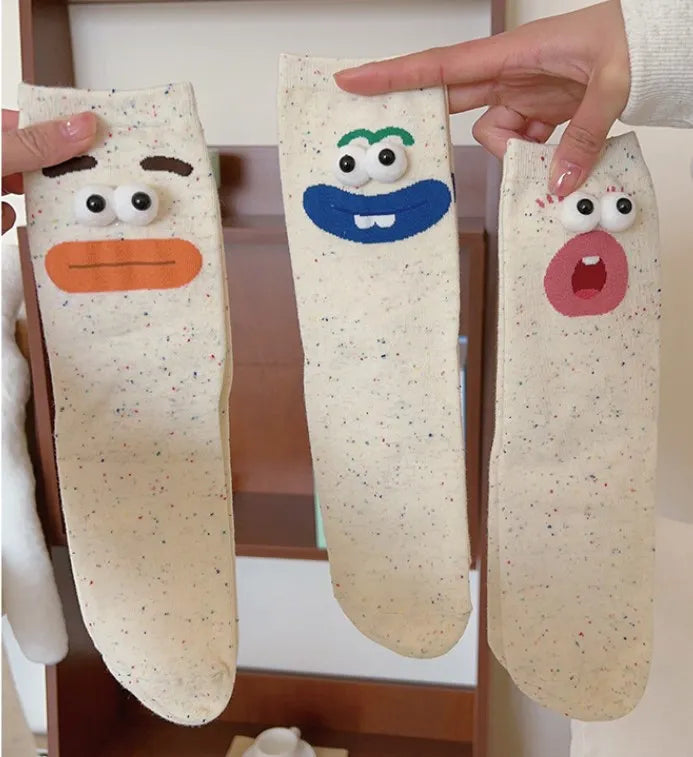 Funny Cartoon Socks Women's Strange Cartoon Small Cute Autumn Winter Coral Velvet Thickened Warm Socks Floor Sleeping LongSocks
