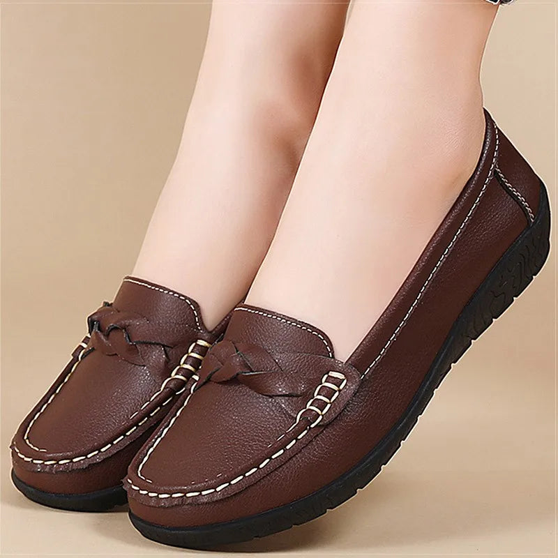 Women's Loafers 2026 Trend Loafers Genuine Leather Shoes For Woman Flats Women White Shoes Comfortable Luxury Leather Moccasins