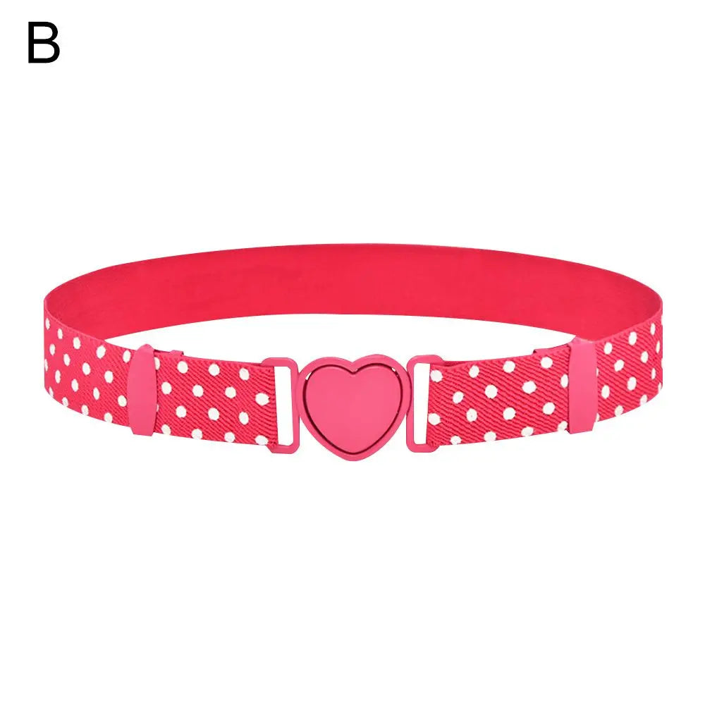 Kids Elastic Belts Girl Stretch Waist Belt Adjustable Heart Belt Uniform Belt for Teen Kids Girls Dresses Belt