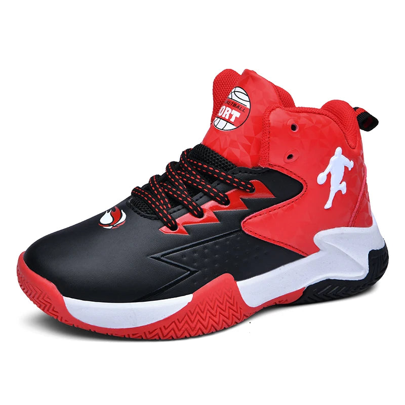 Children‘s Basketball Shoes Non-slip Breathable Basketball Training Sneakers Lace-up Boys Girls Basketball Boots Athletic Shoes