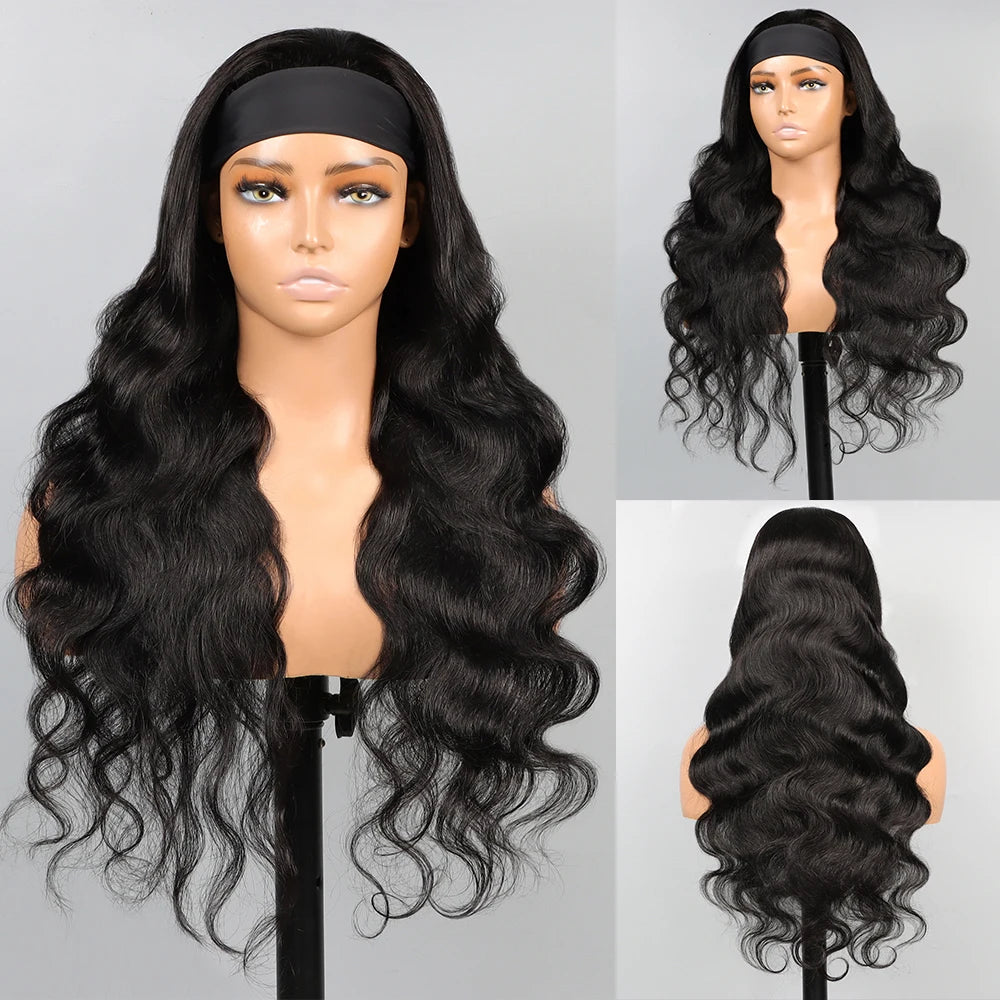 Headband Human Hair Wigs Body Wave Headband Wigs Human Hair For Black Women Glueless Half Wigs Wear and Go Machine Made