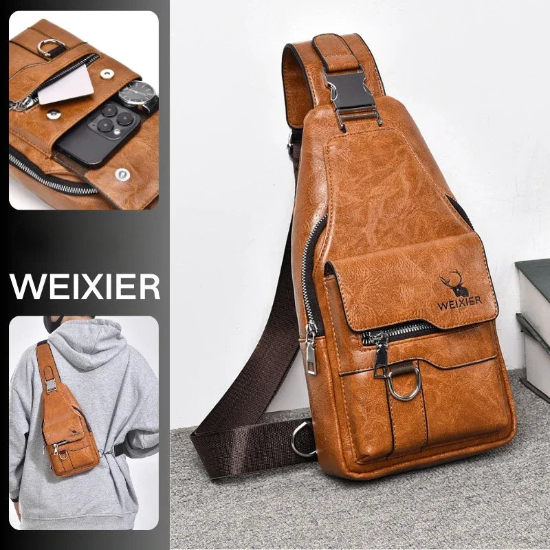 2026 Hot Men's Bag Fashion Messenger Bags Large Capacity Luxury Designer Chest Bags Retro Single Shoulder Crossbody Backpacks
