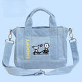 Kawaii Snoopy Denim Tote Bag Cartoon Animation Student Cute Tote Bag Embroidery Lunch Crossbody Bag