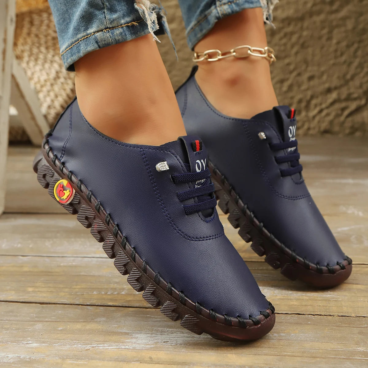 Sneakers Women Shoes Loafers Lace Up Leather Flat New Spring 2025 Casual Comfortable Mom Shoes Mujer Zapatos Chaussure Femme