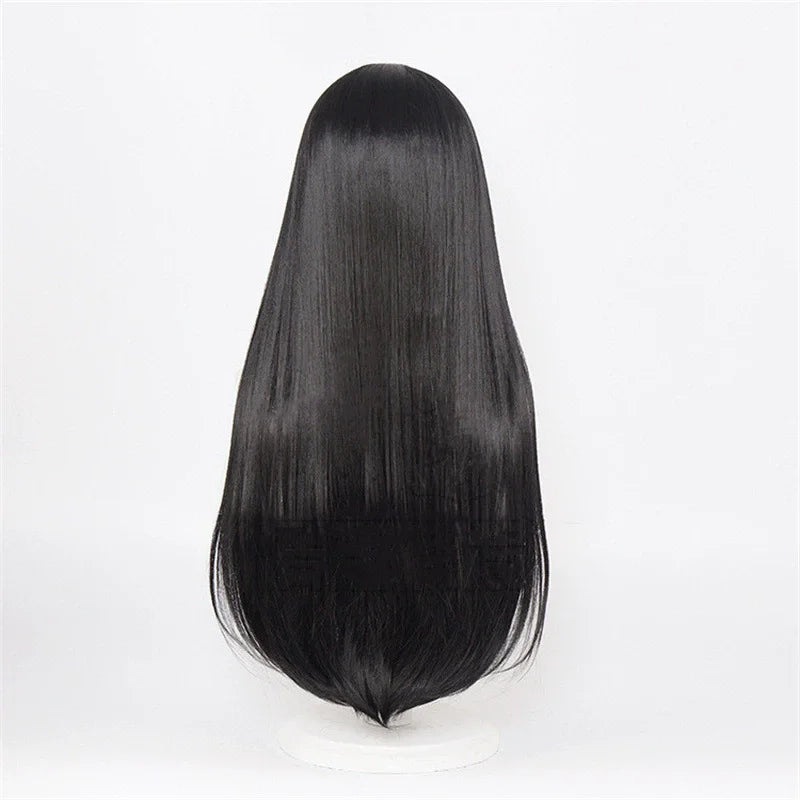 Women's Cosplay Black Long Straight Hair Wig Synthetic Full Coverage Breathable Cartoon Character Wig for All Seasons