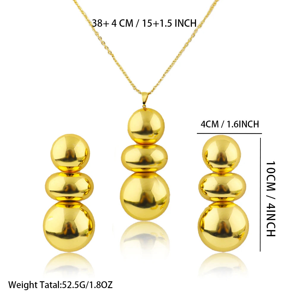 Dubai Jewelry Set for Women 18K Gold Plated Earrings and Necklace Set for Wedding Brides