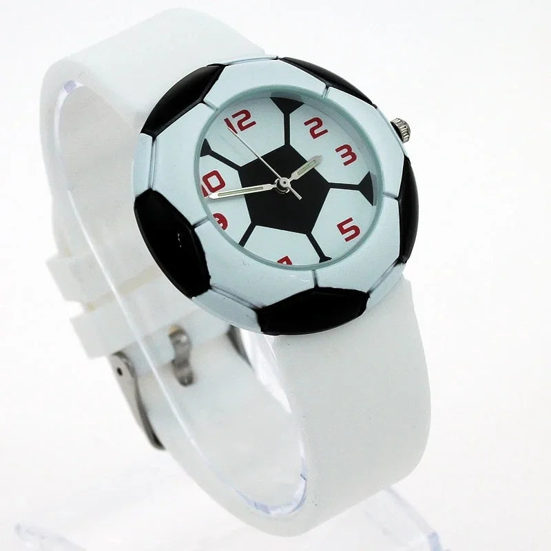 Children Football Cartoon Children Watch For Girls Rubber Kids Watches Boys Silicone Strap Analog WristWatch