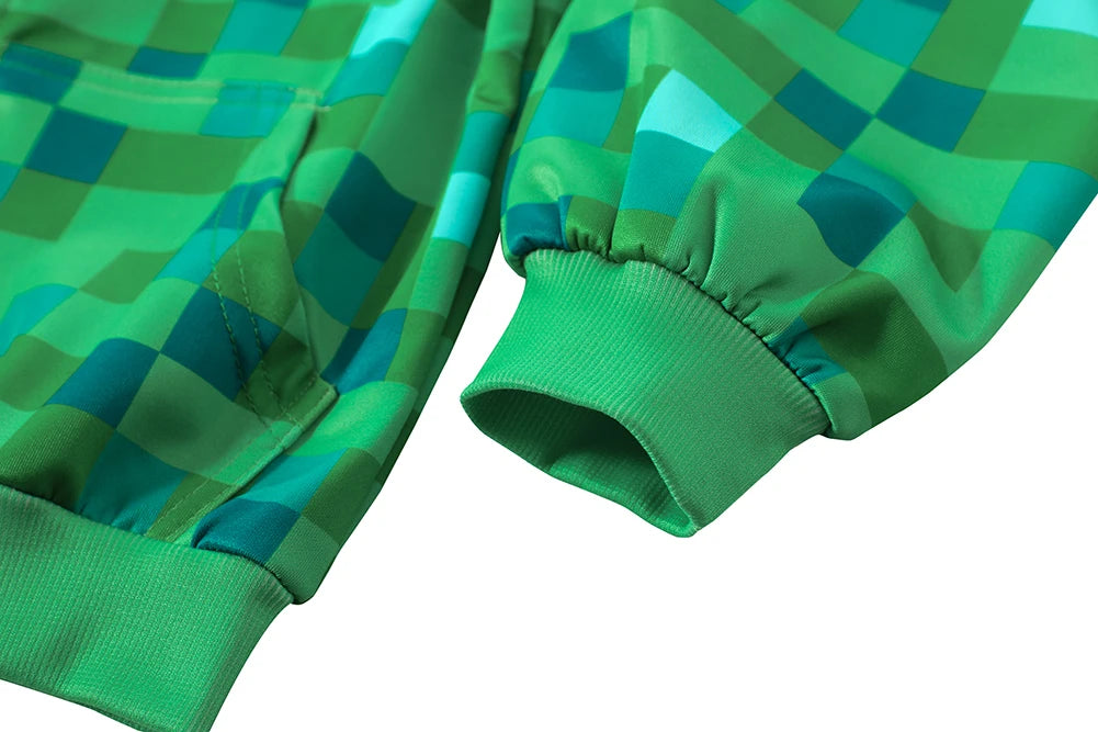 New Sportswear Kids Children Halloween Green Cosplay Costume Funny Clothing Birthday Party Boys M-Creeper Games Set Headgear