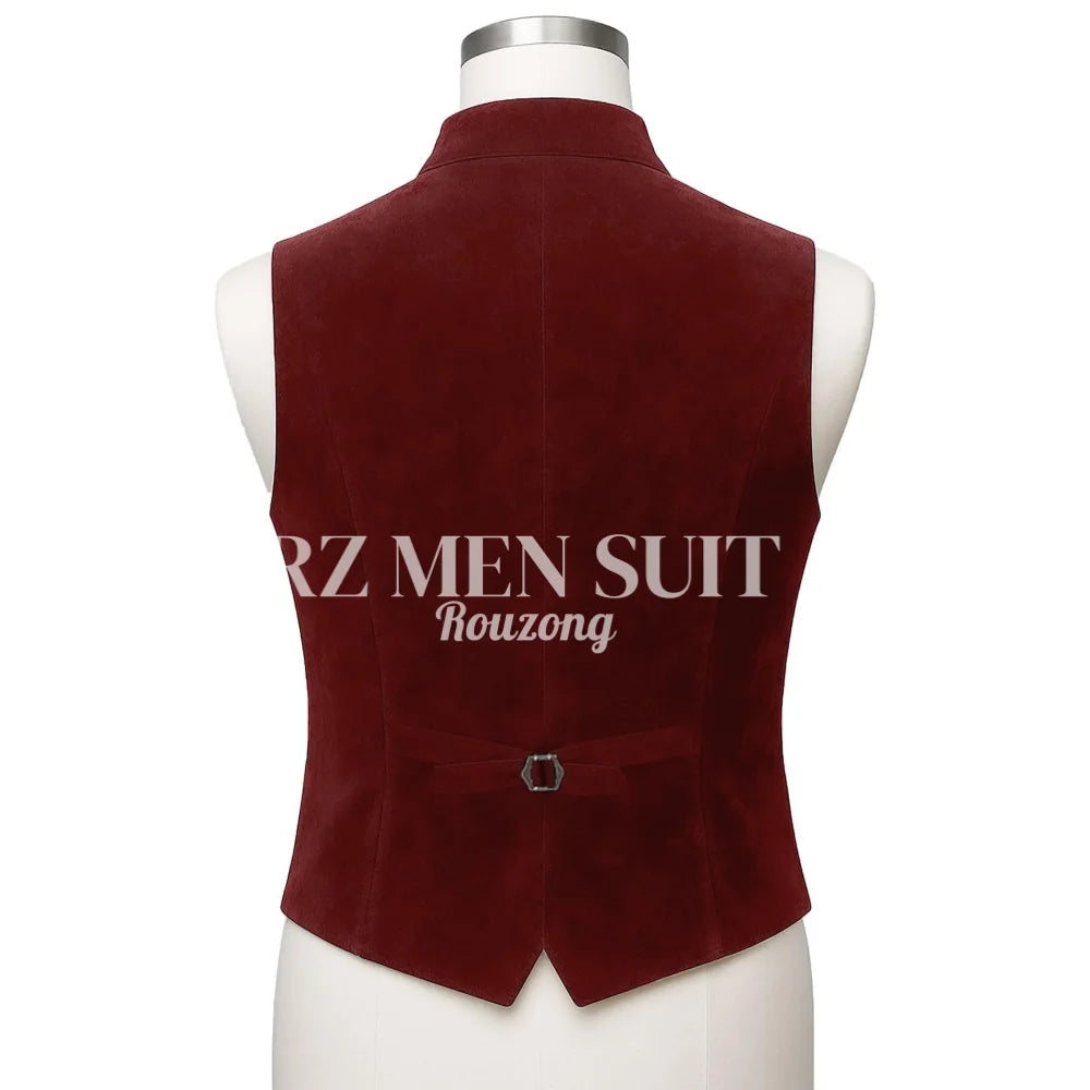 Mens Velvet Suit Vest Retro Lapel Double Breasted Tuxedo Vests Victorian Formal Waistcoat chaleco hombre