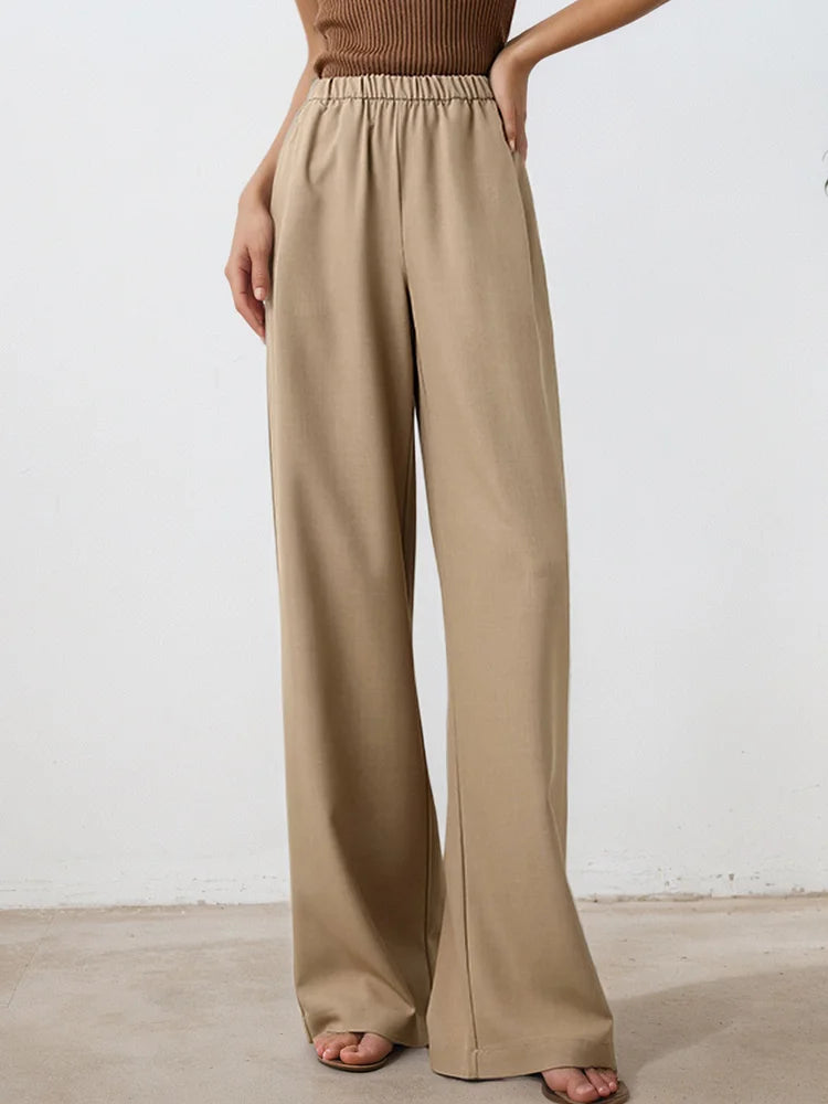 Women Wide Leg Pants Formal Gray Long Office Wear Pants Ladies Spring Straight Leg Black Work Trousers For Women Office Summer