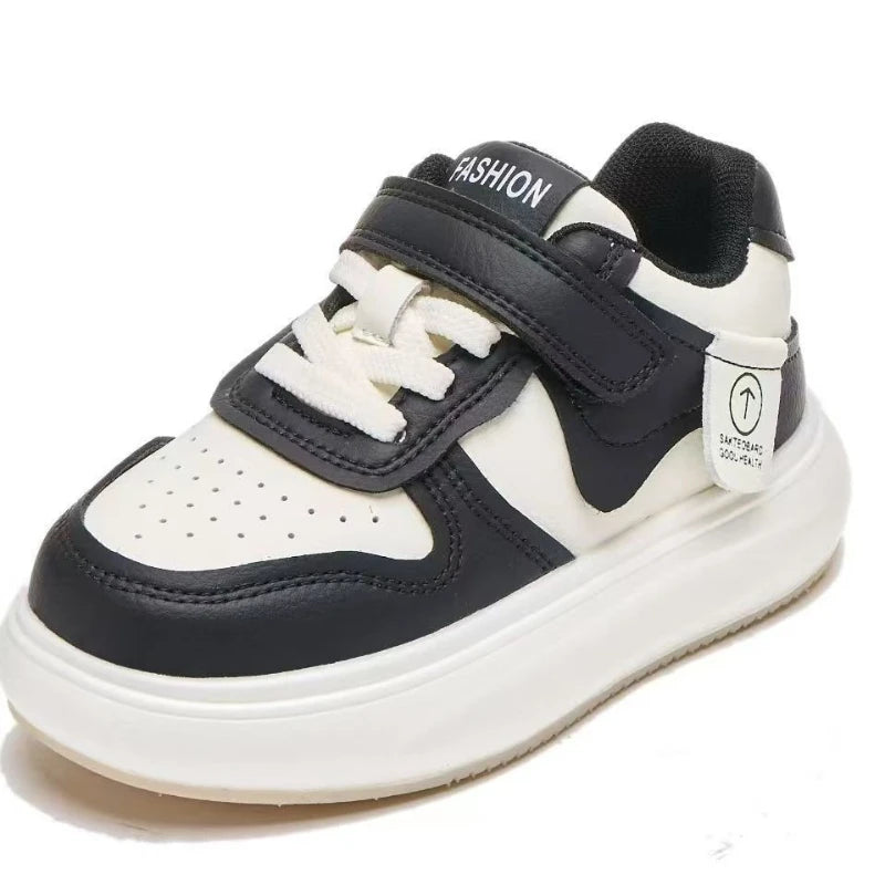 Kids Sports Shoes Spring Autumn Simple Black White Boys Girls Casual Sneakers Thick Sole School Causal Children Basketball Shoes