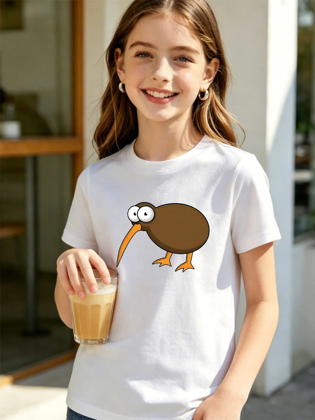 Cute Kiwi Kids T Shirt Funny Cartoon Flightless Bird Print Short Sleeve Tees Boys Girls Soft Cotton Casual Tops Daily Wear Gift