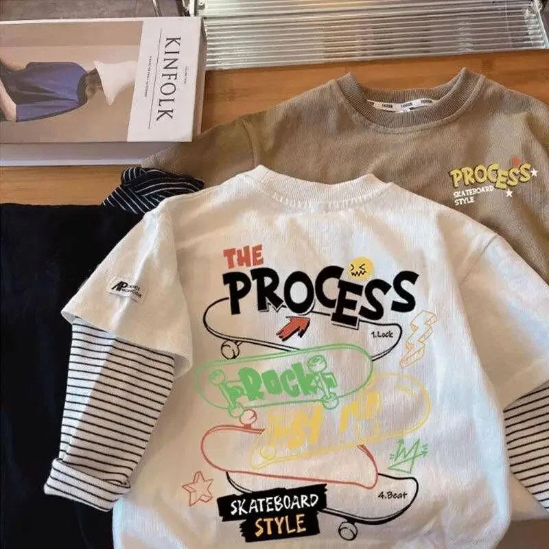 Kids T-shirts 2026 Spring Autumn Children Tees Long Sleeve Tops for Boys Cartoon Toddler Blouse Baby Clothes 1-6T