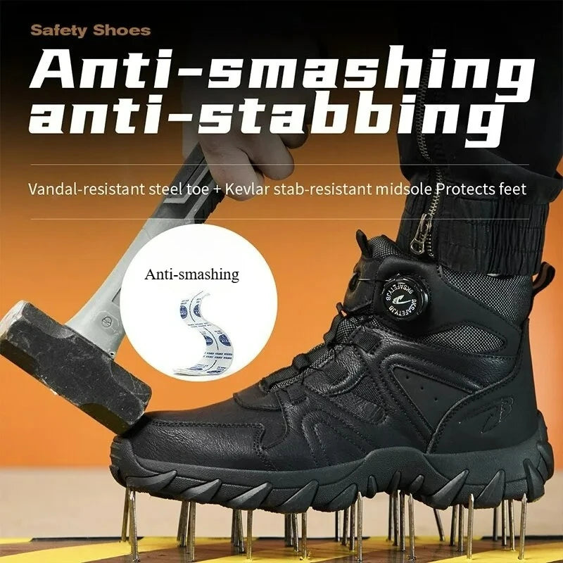New Men's Safety Boots Work Boots Anti-smashing Anti-puncture Men Boots High Top Outdoor Safety Shoes Protective Steel Toe Shoes