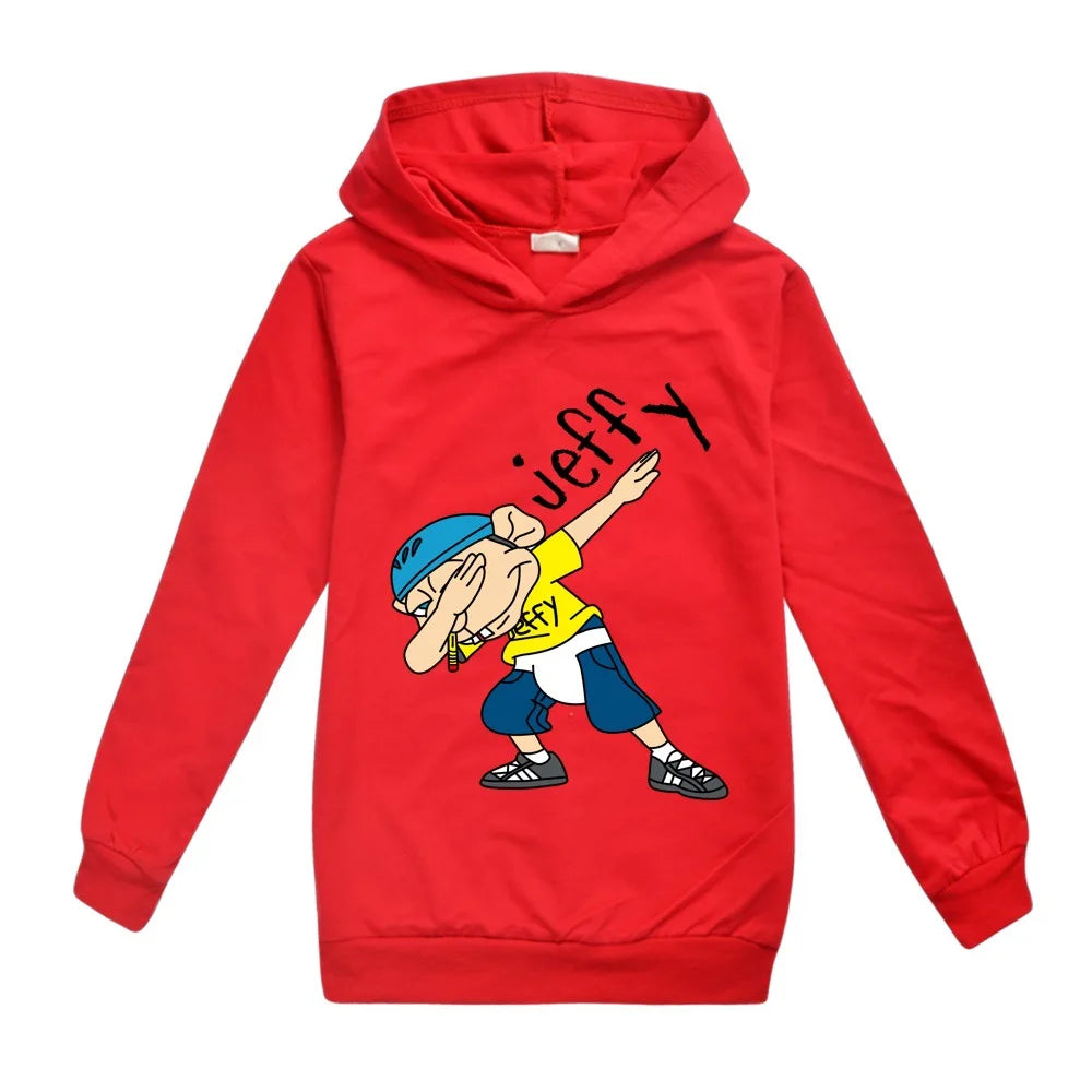 2026 Autumn Anime Jeffy Puppet Hoodies Teenager Boys Hoodie Kids Sweatshirts Girls Leisure Outwear Children Pullovers Streetwear