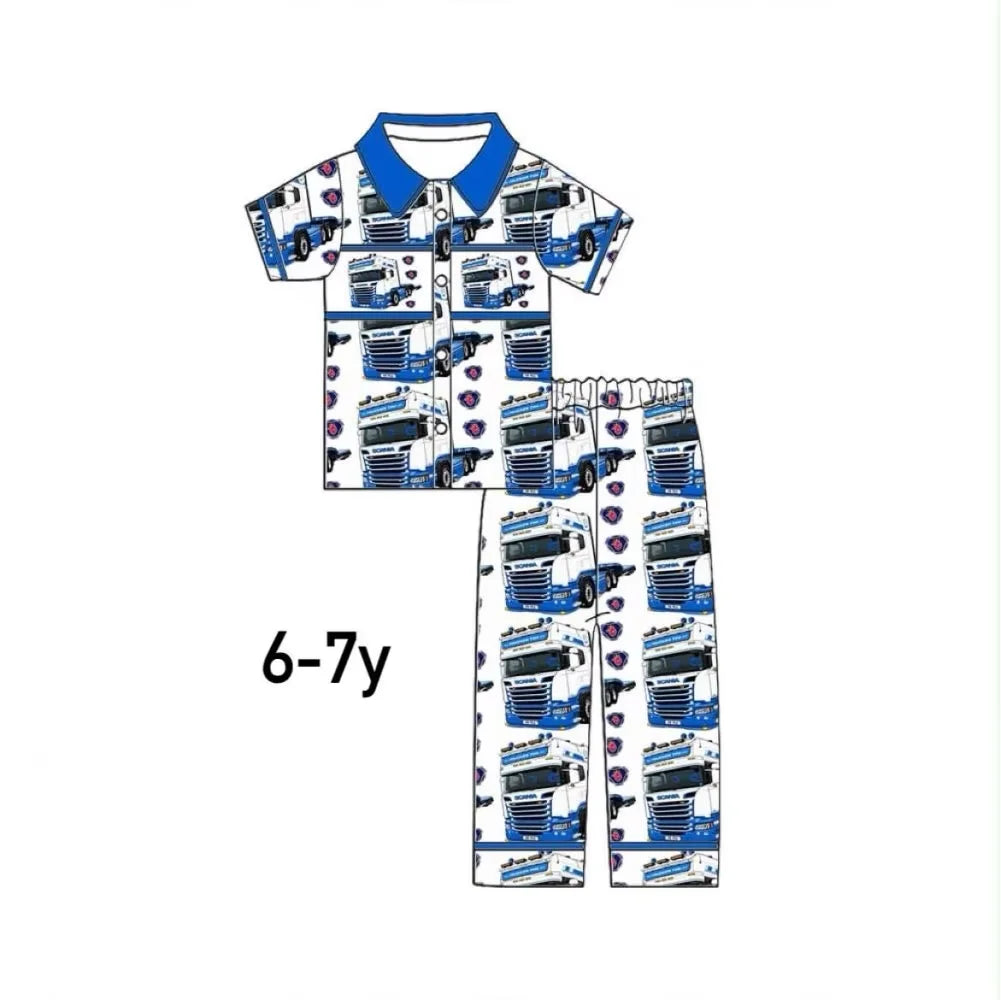 Kid Pyjamas Wholesale Boys Fire-Fighting Outfits Boys Pajamas Clothing Summer Fire-Alarm Shorts Boys Sets