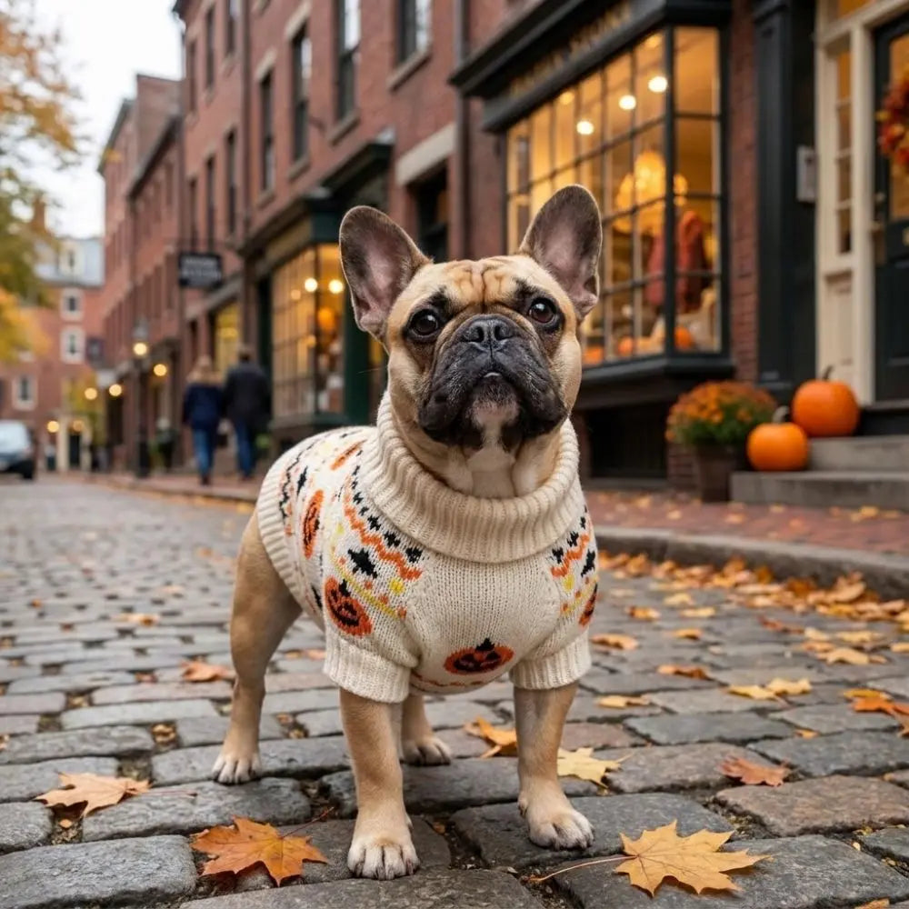 Pet Costumes Warm Halloween Pet Sweater Knitwear High Neck Dog Pumpkin Pattern Coat Soft Cozy Pet Clothing Daily Wear