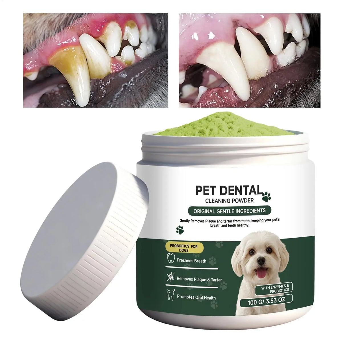No Brushing Cleaner Pet Tooth Clean Powder Dog Teeth Cleaning Powder Cleaning For Dog For Puppy Kitten Small Large Breeds Daily