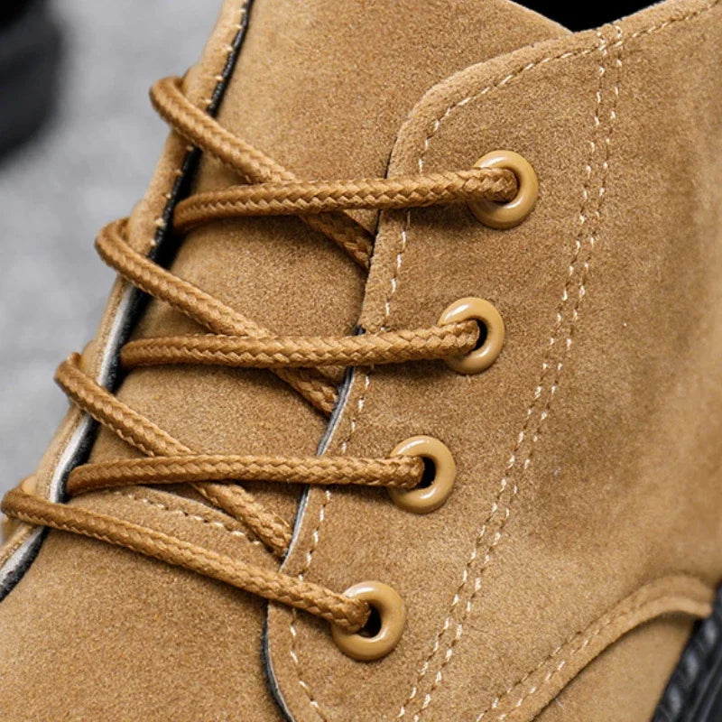 2025 New Men Shoes Luxury Suede Men Chelsea Boots Fashion Comfortable Lace Up Ankle Boots Outdoor Casual High Quality Men Boots