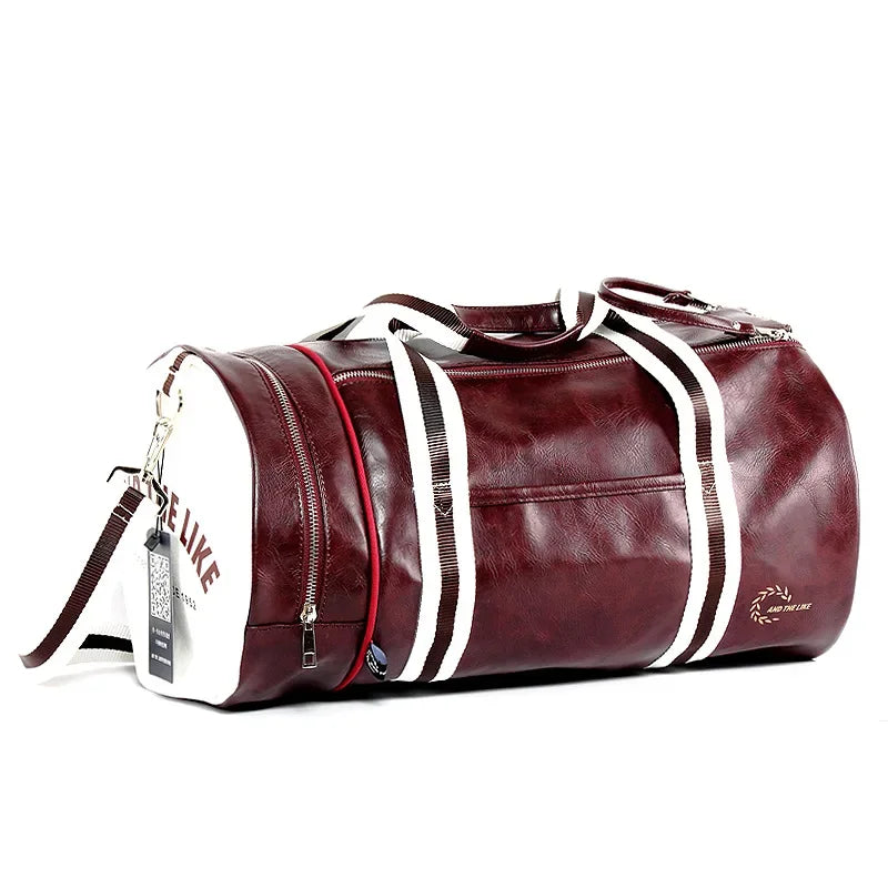 Gym Bag Men and Women Shoulder Bag Messenger Portable Training Basketball Bag Cylinder Travel Bags Sports Leather Handbag Tennis