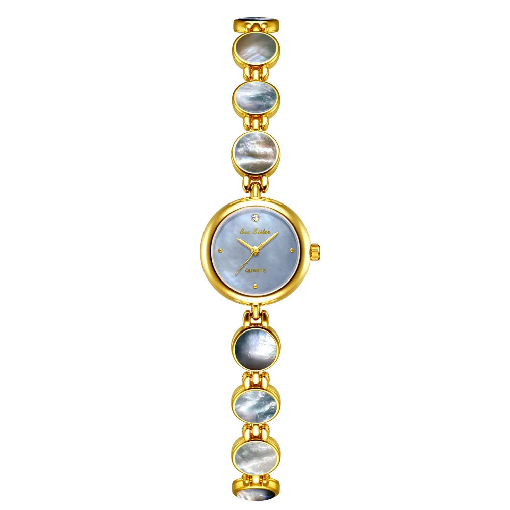 Luxury Ladies Watches Gold Small Dial Natural Shell Bracelet Clock Gifts For Women Lady Fashion Dress Quartz Wristwatch