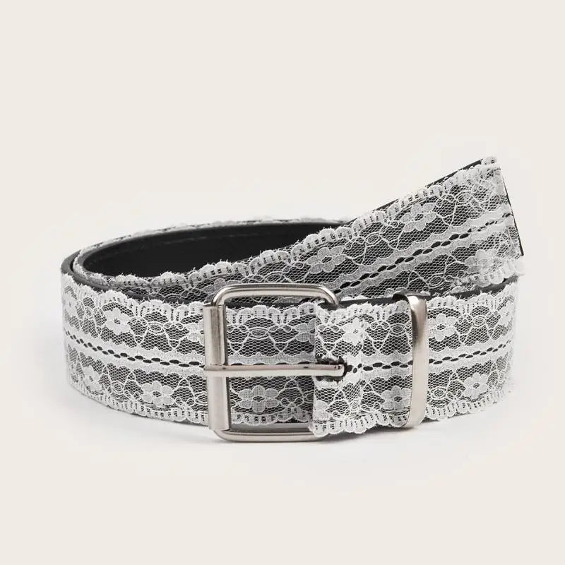 Beautiful White Floral Lace Waist Belt; Adjustable All-match Fashion Accent for Women; Casual Waist Strap Decor Accessory Gift.