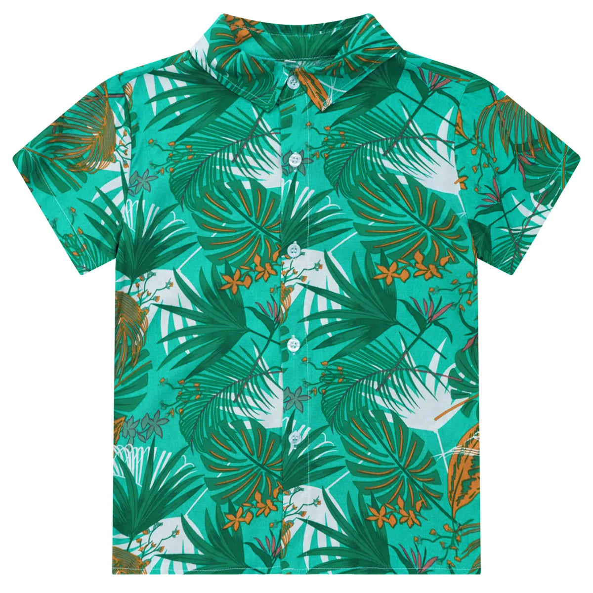 Kids Boys Hawaiian Shirts Tropical Graphic Print Short Sleeve Shirt Casual Turn-Down Collar Tee Tops for Vacation Beach Holiday