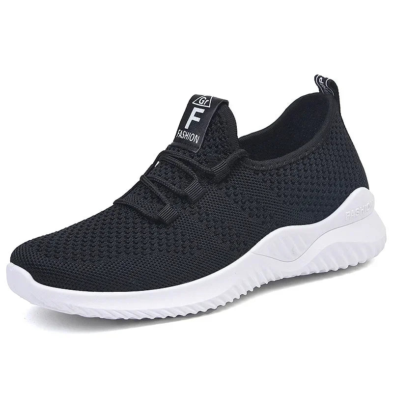 Women's Leisure Sports Shoes in Solid Colors with Knit Upper and Soft Soles for Running Tennis and Workouts Ideal for Travel