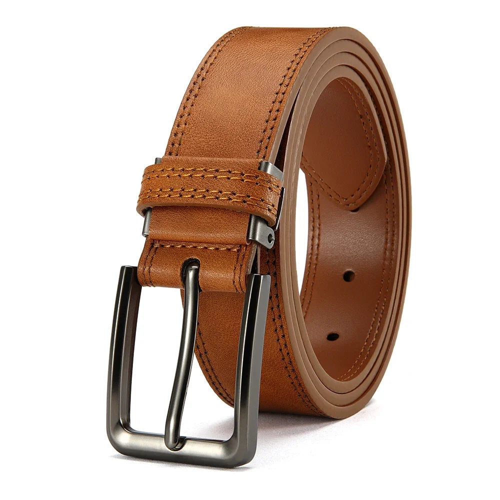 Men Belts High Quality Genuine Leather LONG Large Pin Buckle Metal Automatic Buckle Male Belts Strap Male