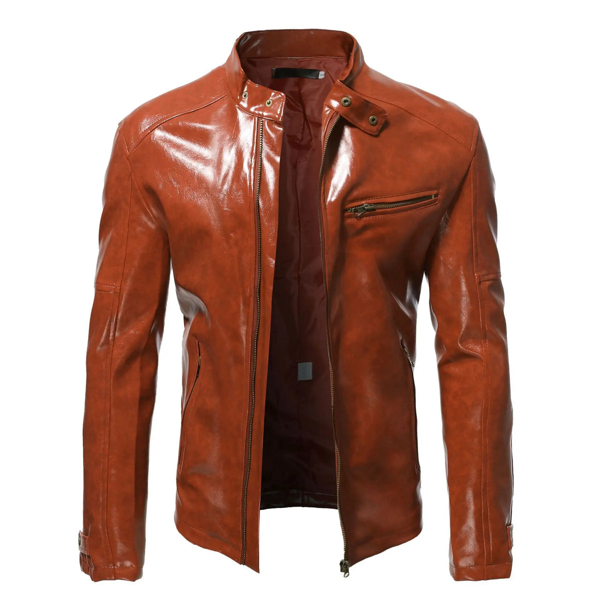 Men Clothing 2025 Mens Fashion Leather Jacket Slim Fit Stand Collar PU Jacket Male Anti-wind Motorcycle Zipper Jackets Men
