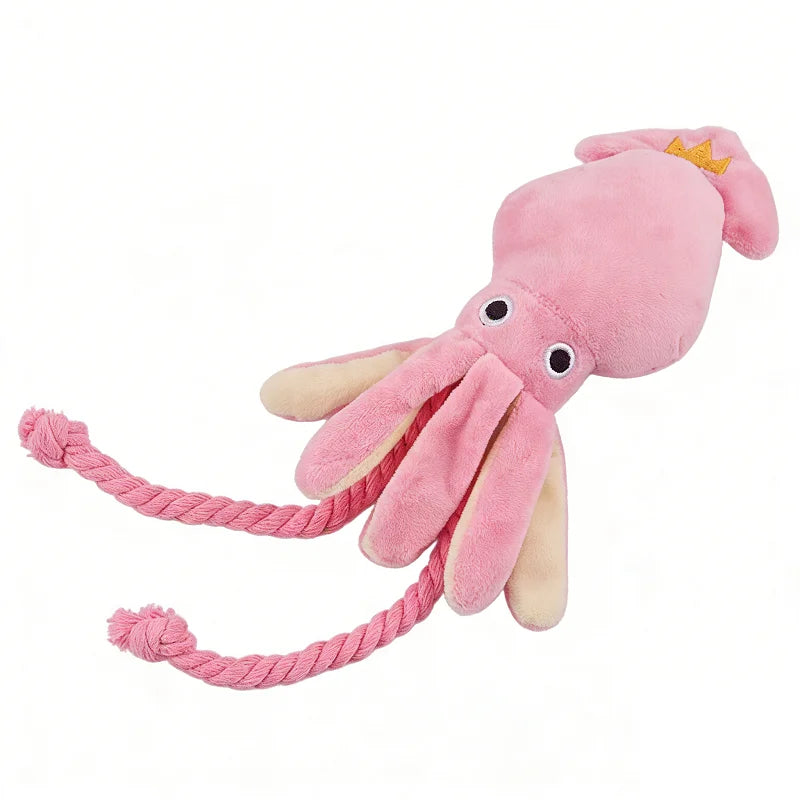 1PC Octopus Shaped Pet Plush Toys Squeaky Rope Interactive Chew Toys for Small Large Dogs Cats Puppy Teething Training Plaything