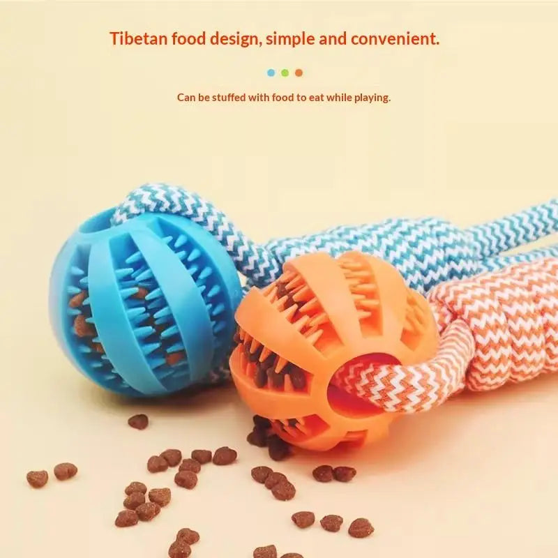 Pet Tug Rope Toy Durable Chewing Dental Health Ball for Interactive Fun Small Medium Dogs
