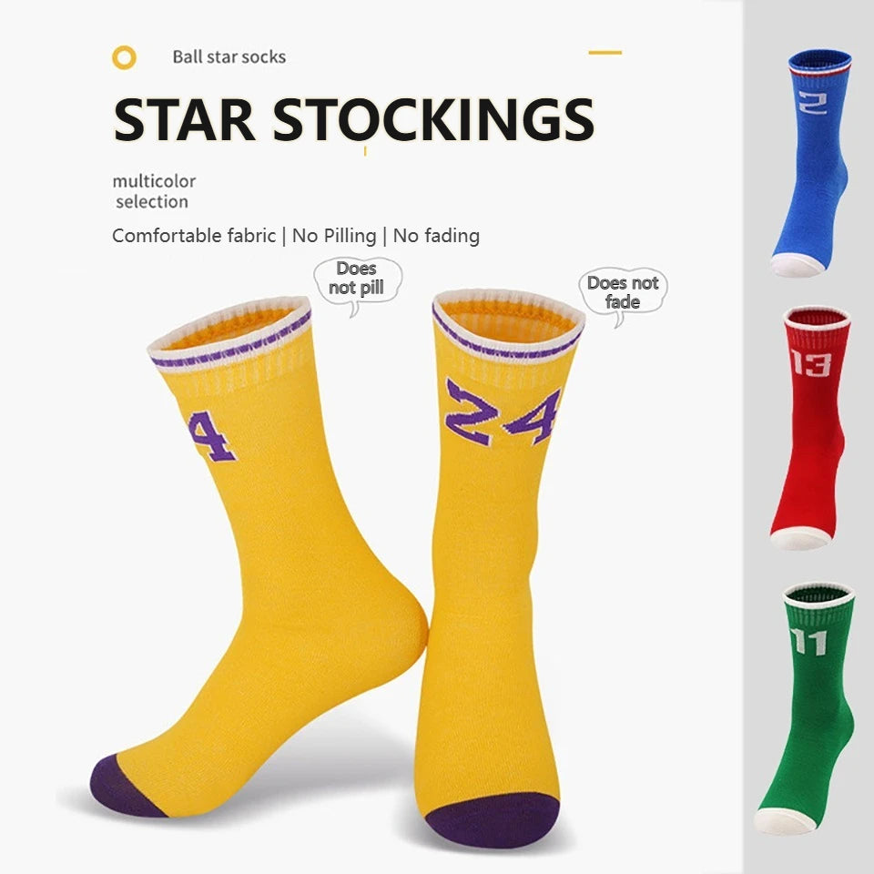 Loogdeel Kids Basketball Socks Breathable Thin Pure Color Sport Socks Thickened Anti-Collision Sports Socks Digital Design