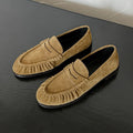 Lady Loafers 2026 Model Handcrafted Retro Pleated Single Shoes for Women, Women's Low-Heeled Leather Suede Shoes