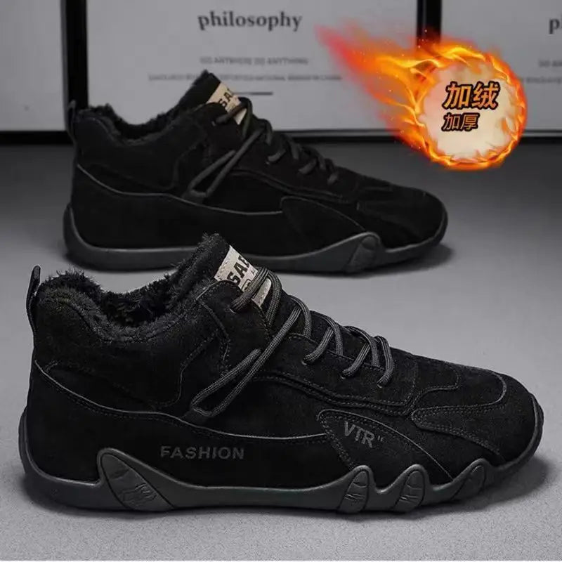 Ankle Boots for Men Casual Plush Warm Snow Boots Winter Sneaker Non Slip Work Shoes Men Motorcycle Short Boots Zapatillas Hombre