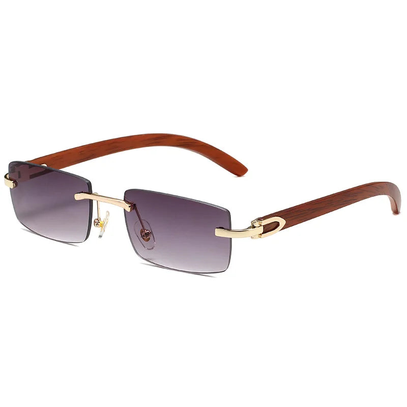 Sunglasses for Men 2026 Rimless Rectangle UV400 PC Frame Blue Lightweight Comfortable Vintage Shades HD Anti-glare Outdoor