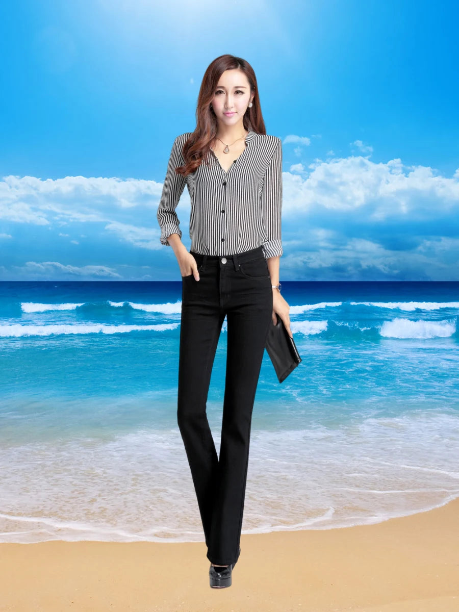 2026 High-Quality Women's Spring/Summer Mid Waist Micro Flared Jeans Fashionable And Comfortable Casual Pants